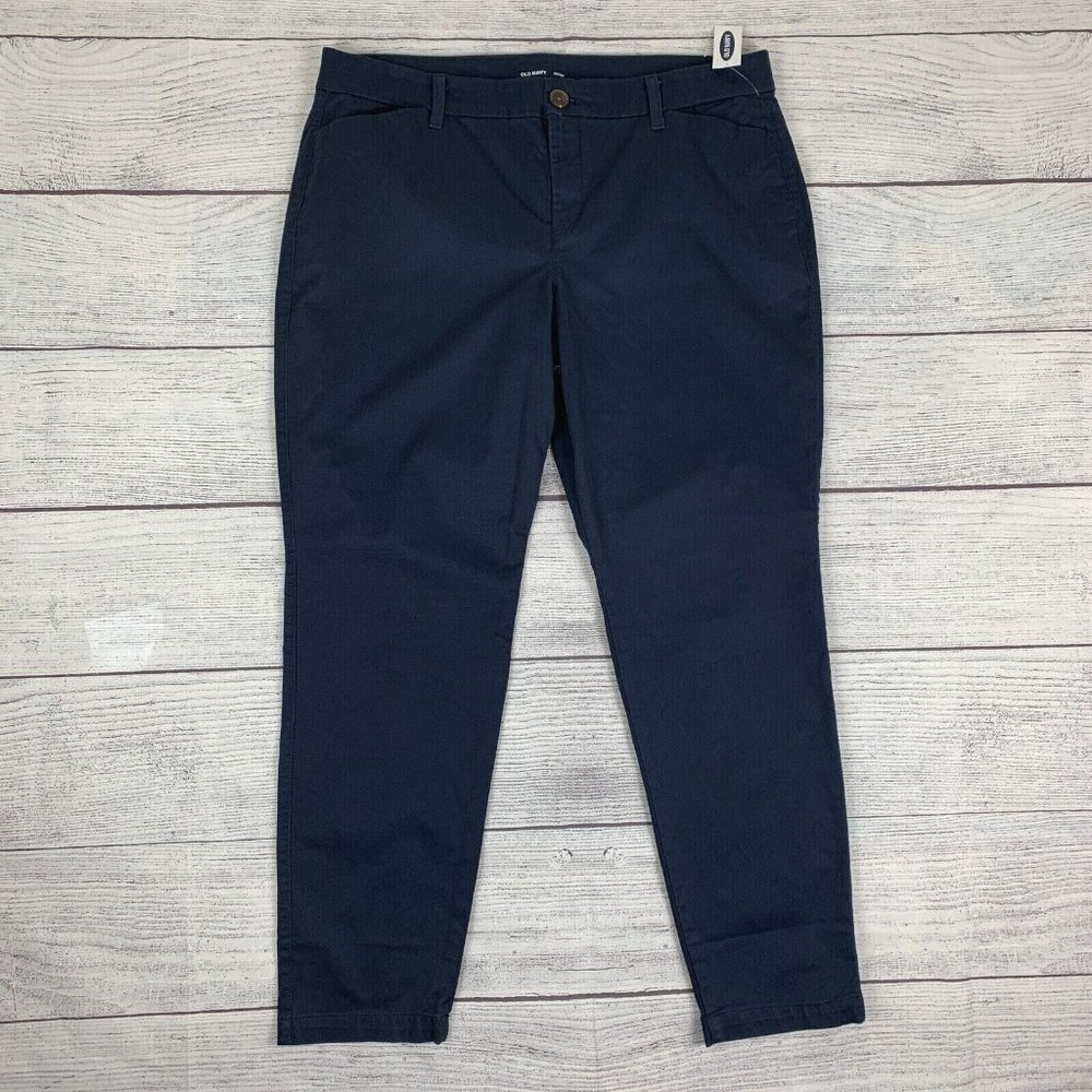 Women's Old Navy 14 Short Skinny Pants Blue Cotton Blend Inseam 28" New NWT